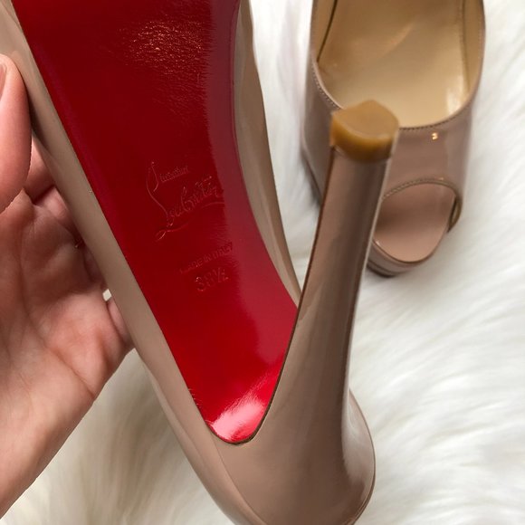 Christian Louboutin Nude Palais Royal 120 Patent Leather Open Toe Heel Size 38.5 - Picture 11 of 14